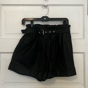 Mango Faux Leather Paperbag Shorts
